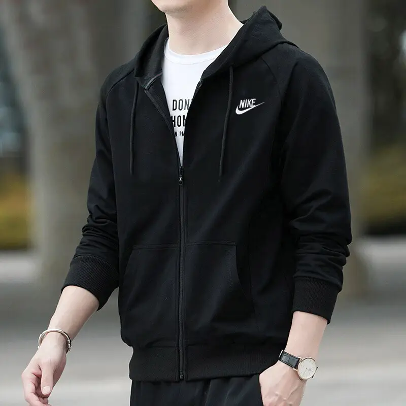Nike Nike Outwear Men's 2025 New arrival Spring Men Sportswear Zipper Hooded Sweatshirt Black Casual jacket