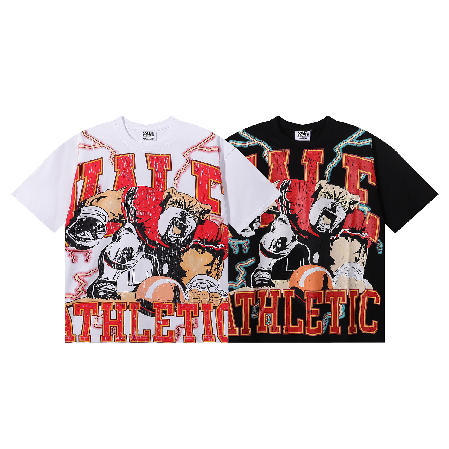 American Trendy Vale Rugby Dog ​​Print High-Quality Casual Short-Sleeved T-Shirts for Men and Women Casual Trendy American Trendy Brands
