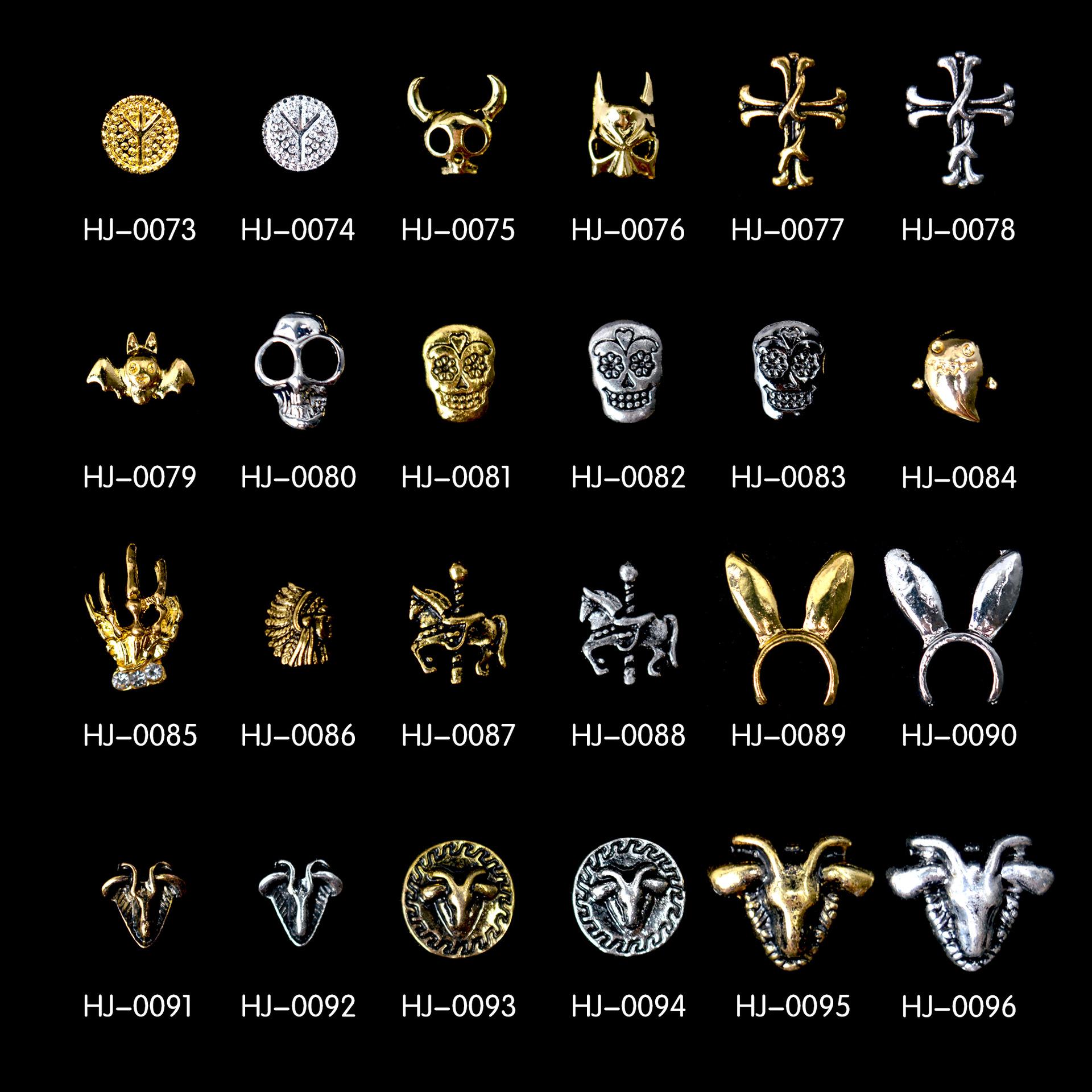 New Japanese-Style Nail Art Alloy Accessories Halloween Skull Cow Retro Hj0073 Bow Japanese Style