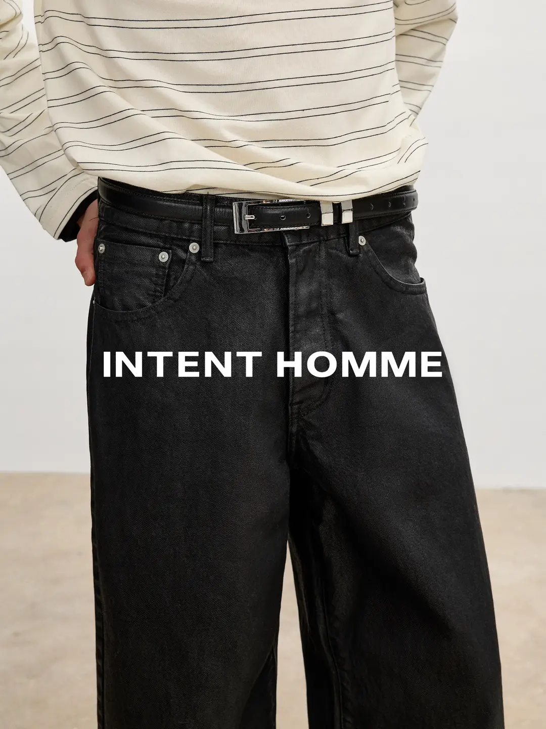 Intent Waxed Okayama Denim A-Line Straight-Leg Pants/14.8 oz Washed Coated Loose Straight-Leg Versatile