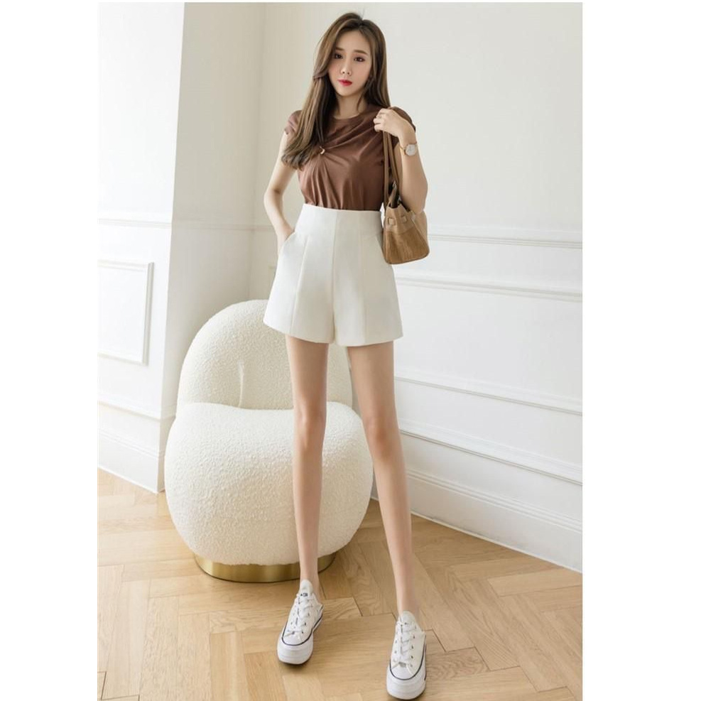 High waist A- line wide-leg pants women's shorts Summer 2024 New Korean style black and white casual suit pants hot pants