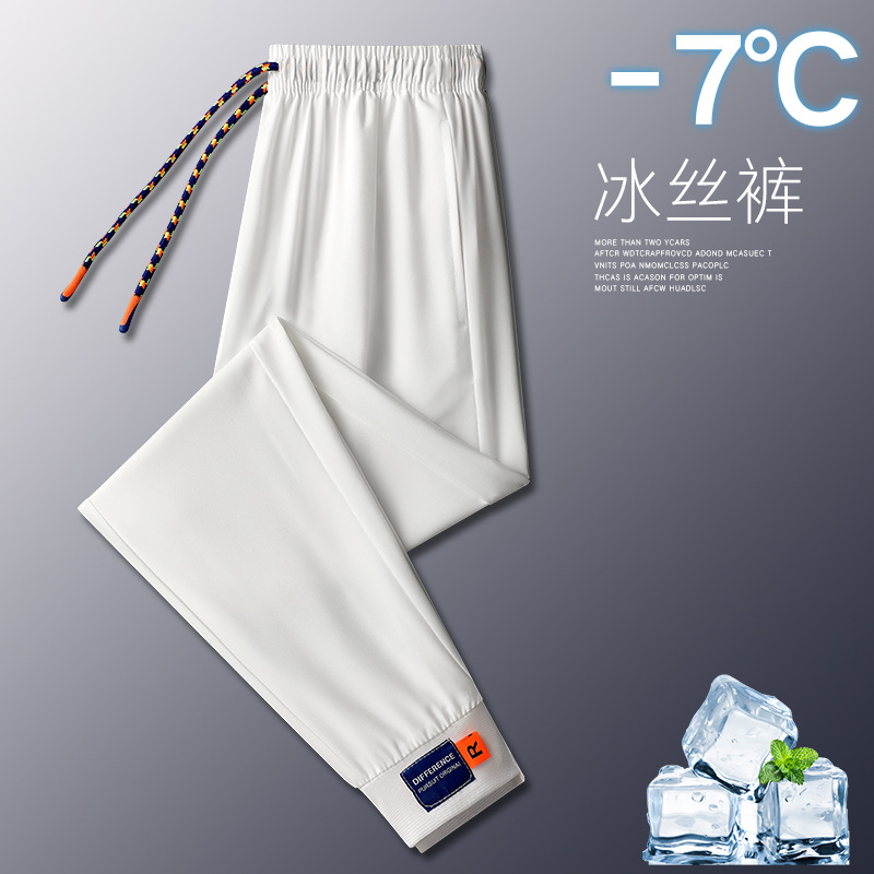 Men's Summer Thin Ice Silk Quick-Drying Pants Youth Casual Trousers Loose Men's Leggings Couple Wear