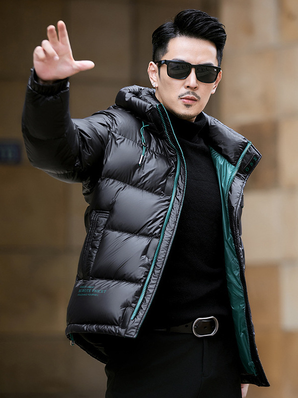 2024 Winter New Men's High-end 90 White Duck Down Jacket Hooded Thickened Cold-proof Warm Short Coat Trendy