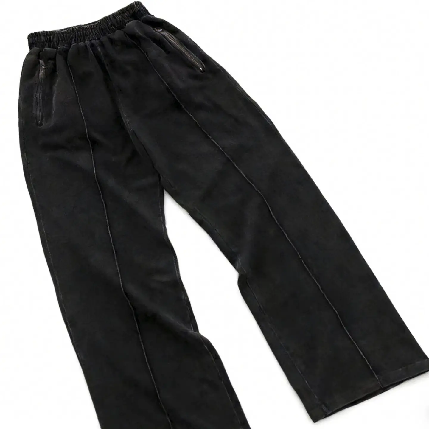 Front and Back Pockets Embroidered with Small Lettering, Blue, White, and Red Diagonal Waistband, Two-Color Straight-Leg Pants 88033136