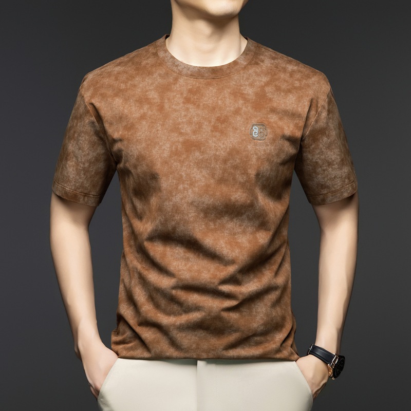 Summer New Round Neck Short-Sleeved Men's T-Shirts Are Fashionable, Versatile, Comfortable, Breathable, and Stylish Age-Reducing Tops for Delivery