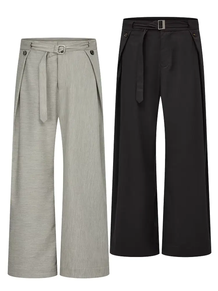 Korean Linen-Textured Casual Lightweight Summer Pleated Loose Robe-Style Pants Breathable Wide-Leg Pants