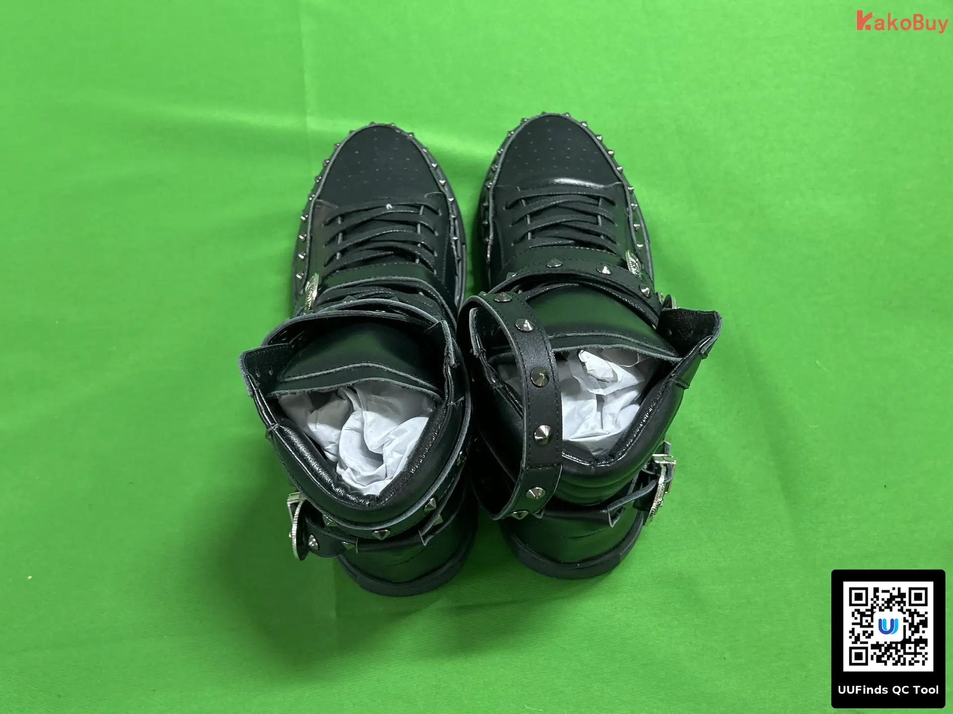 Black studded high-top sneakers