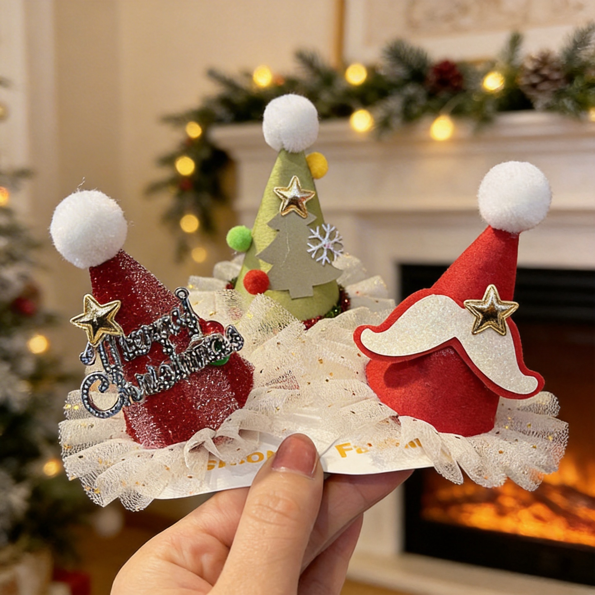 Christmas children's hair accessories super cute girls' holiday performance hairpin red Christmas tree baby hairpin top clip