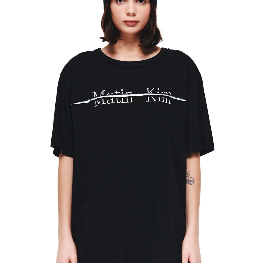 Now Korean Dongdaemun Designer Ma**N Kim Pure Cotton Long Short-Sleeved T-Shirt