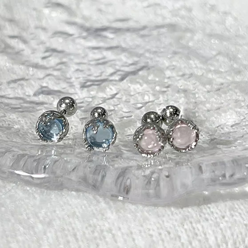 2023 New Colorful Moonstone Earrings, Screw-On Ear Bone Nails, Cochlear Nail Earrings That Do Not Need to Be Removed When Sleeping