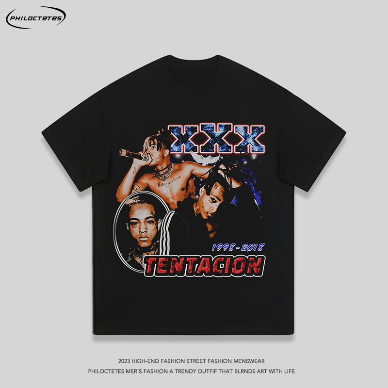 European and American fashion brand rapper distressed washed short-sleeved T-shirt men's and women's hip hop loose long-sleeved bottoming tee shirt