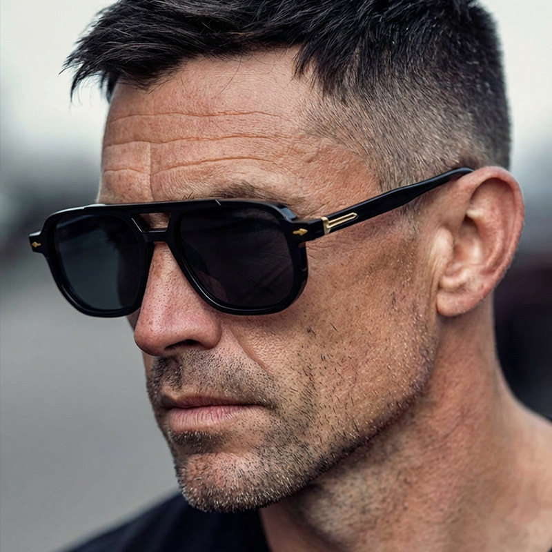 European and American Style Double-Bridge Arrow-Shaped Pilot Sunglasses, Fashionable Unisex Casual Retro Trendy Sunglasses, Unique Eyewear