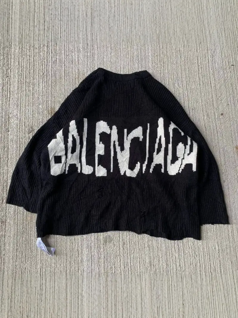 European and American Heavyweight Fashion Simple Design Loose Jacquard Embroidery Men's and Women's Sweaters