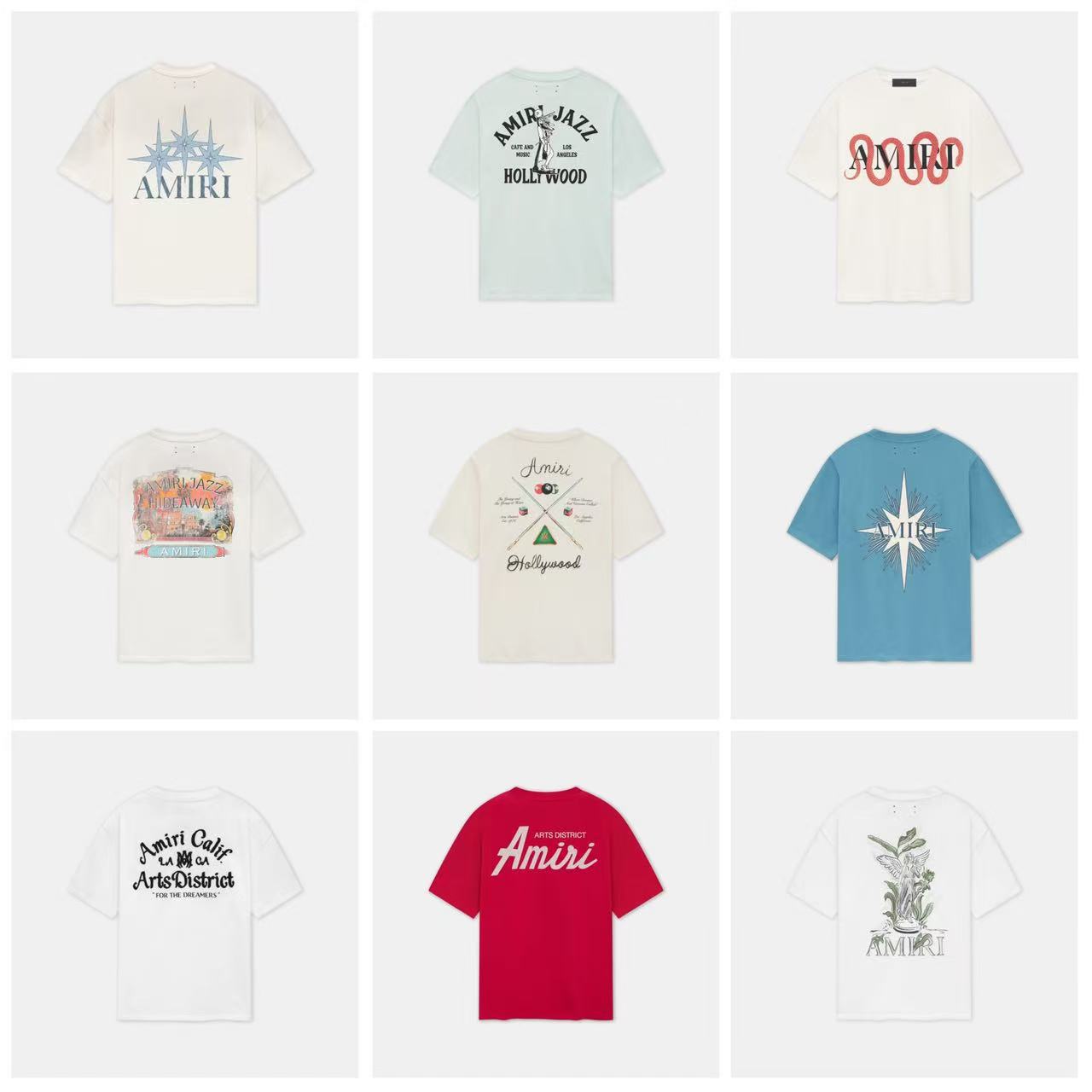 Cross-Border Exclusive Amiri Digital Letter Logo Printed Double Yarn Pure Cotton Casual Couple Short-Sleeved T-Shirt for Men and Women