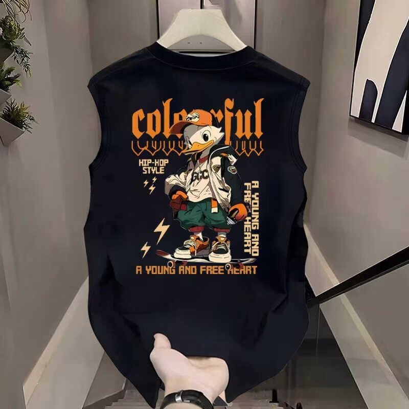 Trendy Brand Vest Men's Summer Sports Trendy Explosive Breathable Cotton Basketball Sleeveless Student Casual Clothes Waistcoat