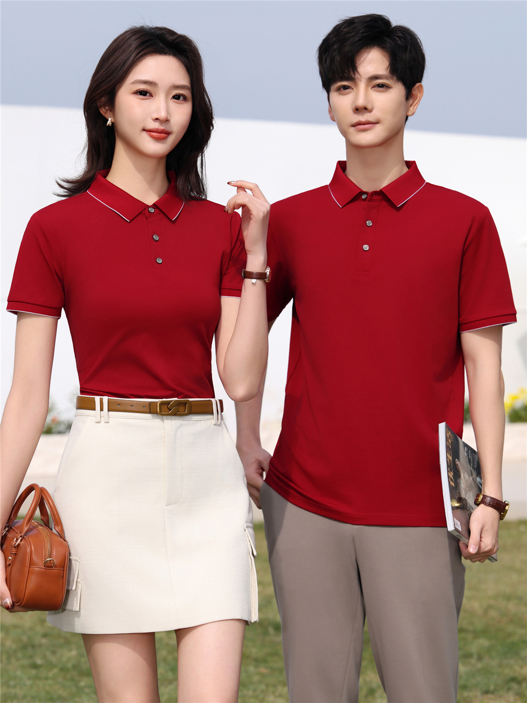 210g 60 double-sided lyocell mercerized beaded polo shirt short sleeve lapel T-shirt men's and women's work clothes custom