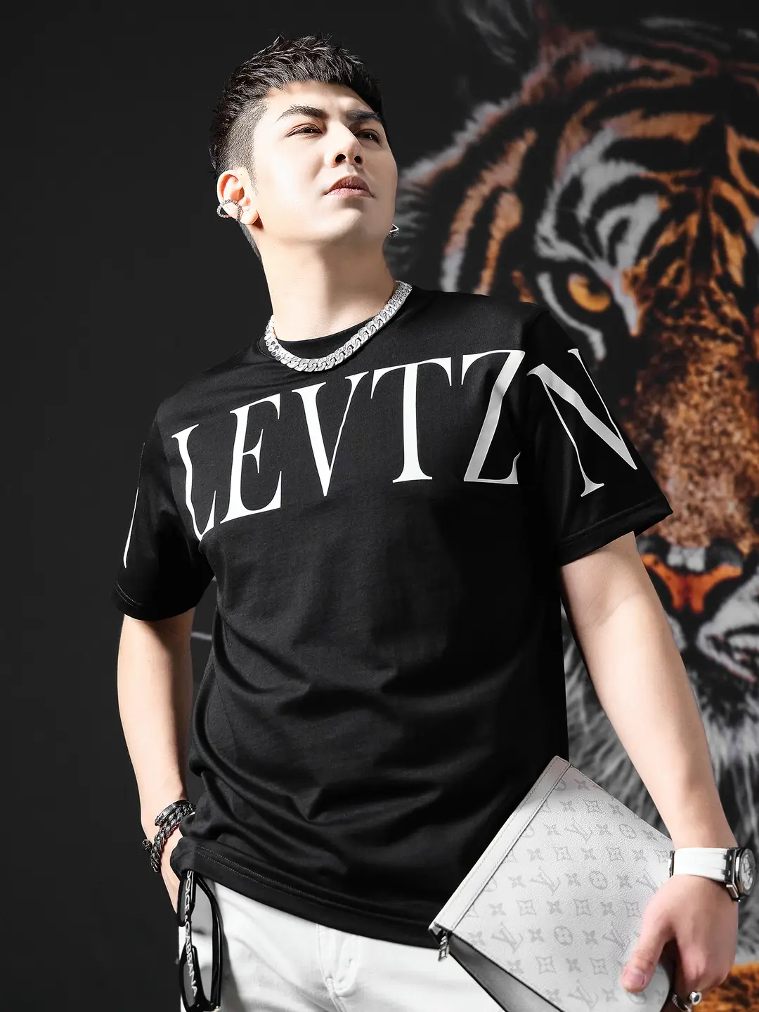 Bm High Street letter Print Short-Sleeved T-Shirt Men Loose Trendy Easiest for match Men's Clothing new New arrival Summer pure cotton T-Shirt