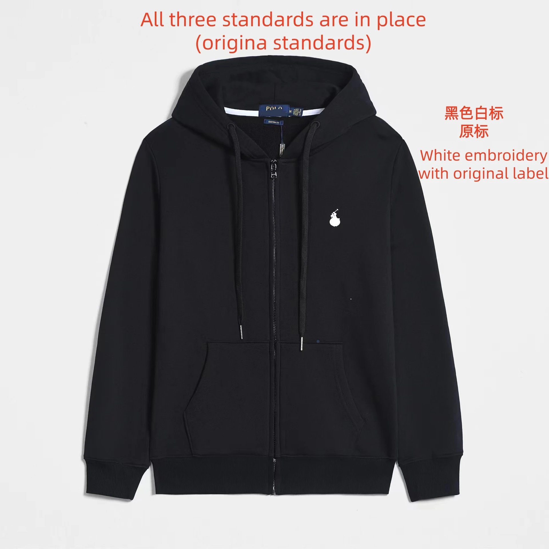 Polo Ralph Lauren Custom Fit Zip Hoodie Foto QC de WEIDIAN na Qualit.ly