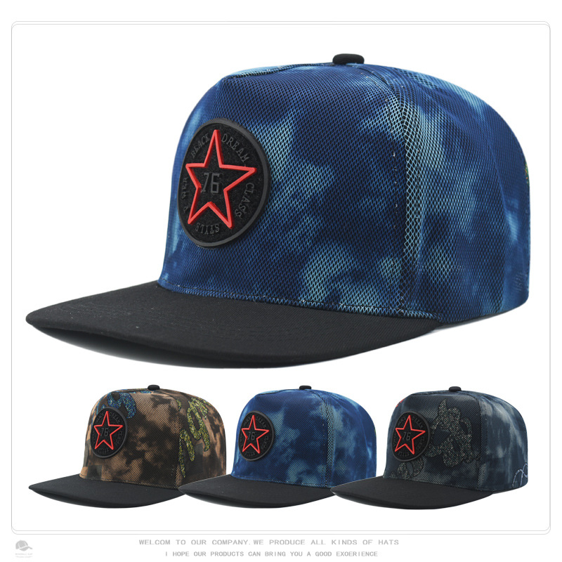 Cross-Border Foreign Trade Hip-Hop Flat-Brim Five-Pointed Star Baseball Cap for Women, Versatile Fashion Casual Street Dance Sunshade Sun Protection Baseball Cap