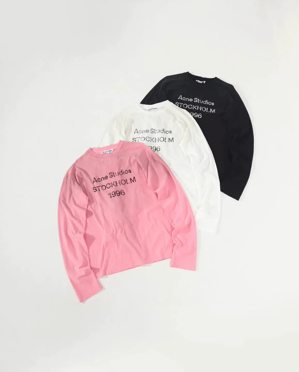 Acne new 1996 series retro washed and worn old version of the printed letters long-sleeved T-shirt