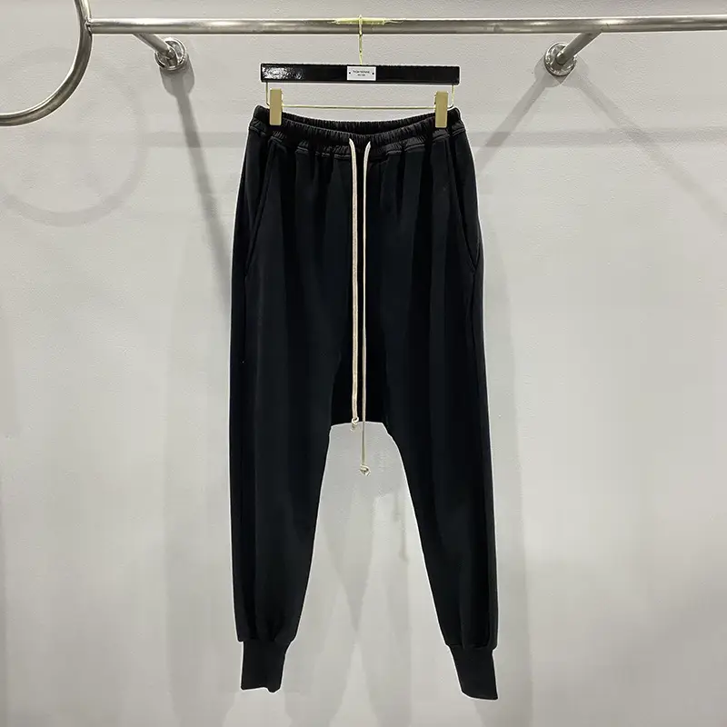 SUBHUMAN Men's丨Classic Thickened Cotton Fleece Harlan Hanging Gear Athletic Casual Collapsible Pants Black Dark Gray
