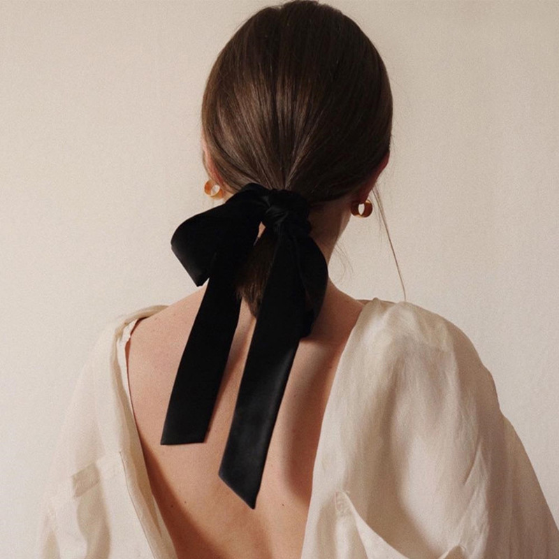 French Style Lazy Velvet Ribbon Hair Rope Women's High Stretch Hair Bow Headline Internet Popular Vintage All-match Hair Accessories