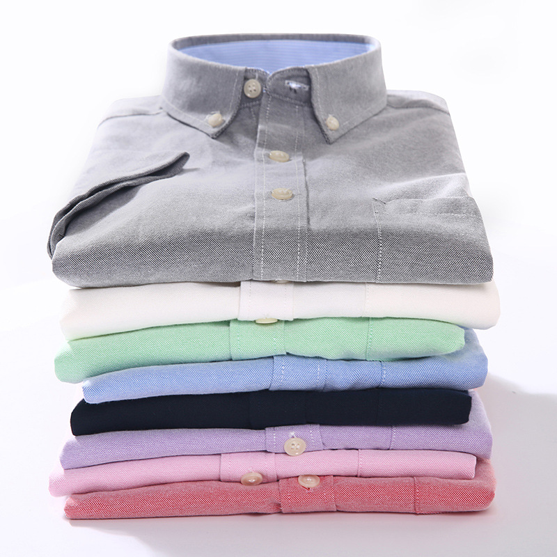 2023 Summer New Oxford Spinning Short-sleeved Shirt Men's 56 Cotton Half-sleeved Men's Top Breathable Solid Color Men's Shirt