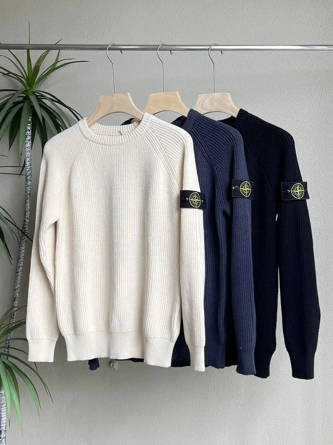 Stone Island Sweaters Cream Navy Black