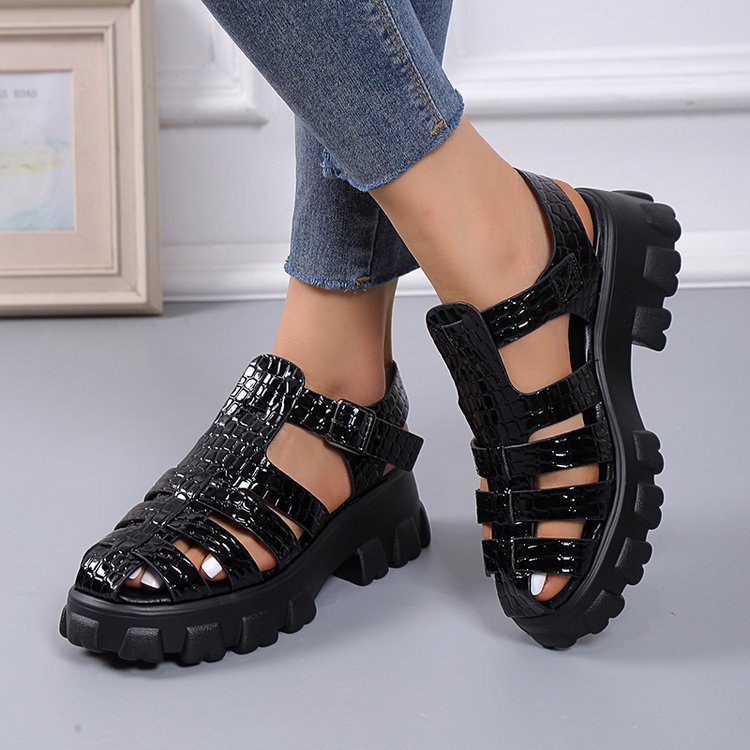 Cross-Border Export 2025 Large Size Macaron Color Woven Thick-Soled Roman Sandals, Fashionable and Versatile Soft-Soled Comfortable Baotou