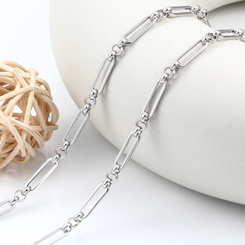 Stainless Steel Chain Small Circle 3:1 Handmade Chain Flat Square Wire Chain Non-Fading Bracelet Necklace Stainless Steel Chain DIY