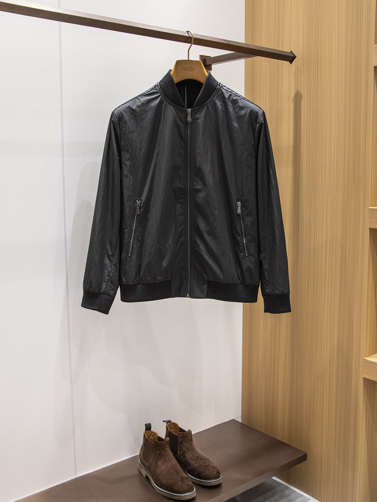 Fine Craftsmanship with Sheepskin Weaving and Stitching Details! High-End Matte Black Baseball Collar Men's Casual Jacket
