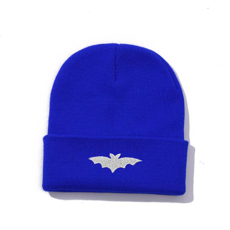 Amazon Super Hero Bat Print Multicolor Solid Color Acrylic Wool Cap Europe and America Cross-border Thickened Knitted Cap