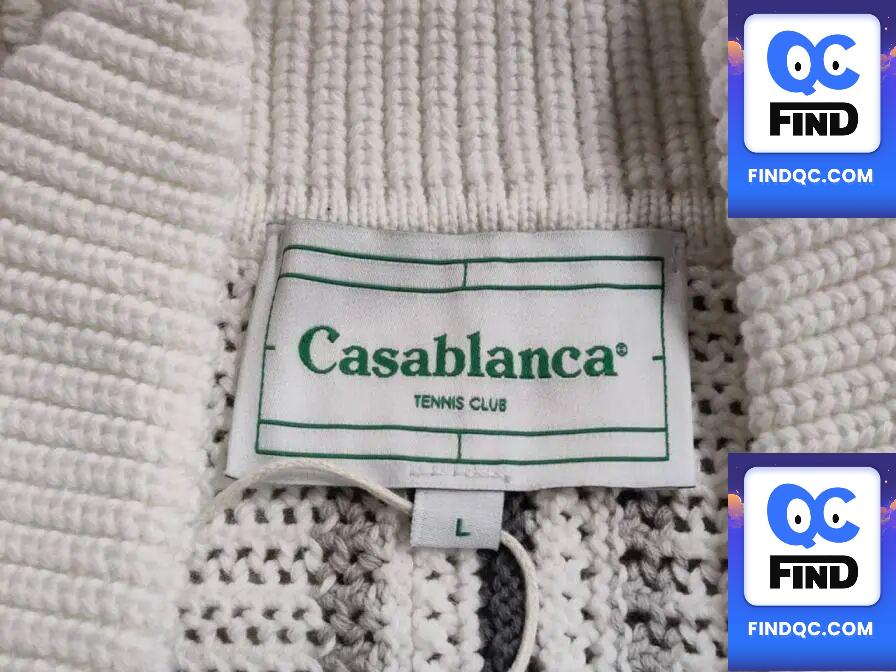 Casablanca Hand-Woven Gray and White Sicilian Silk Casual American Retro Long-Sleeved Sweater Jacket QC