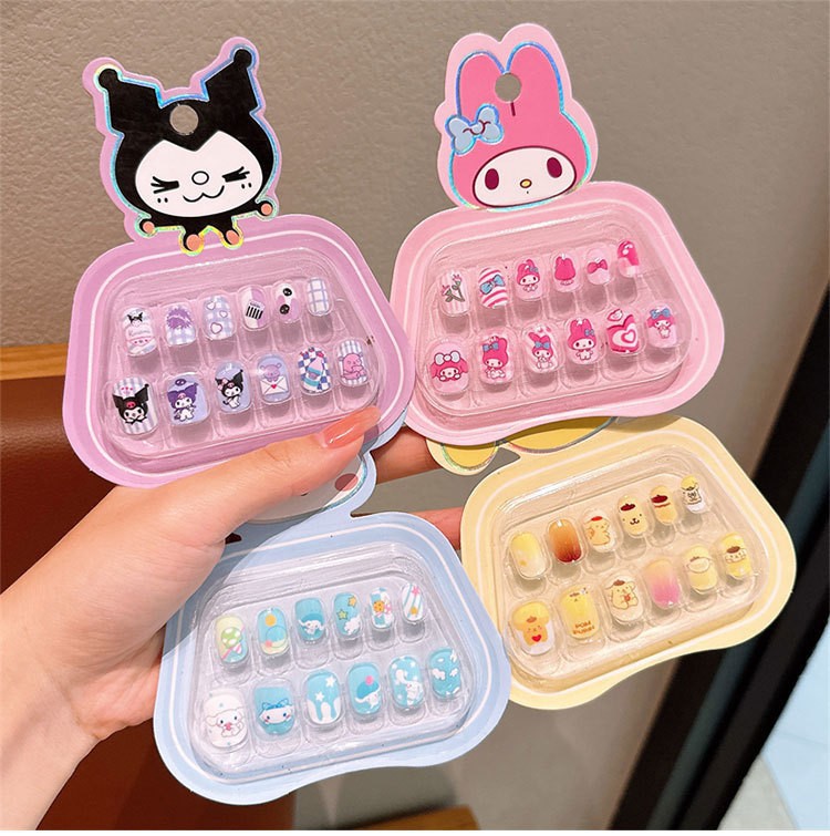 Children's Kuromi Children's Nail Art Patch Removable Jelly Glue Baby Wearable Nail Patch Girls Nail Sticker