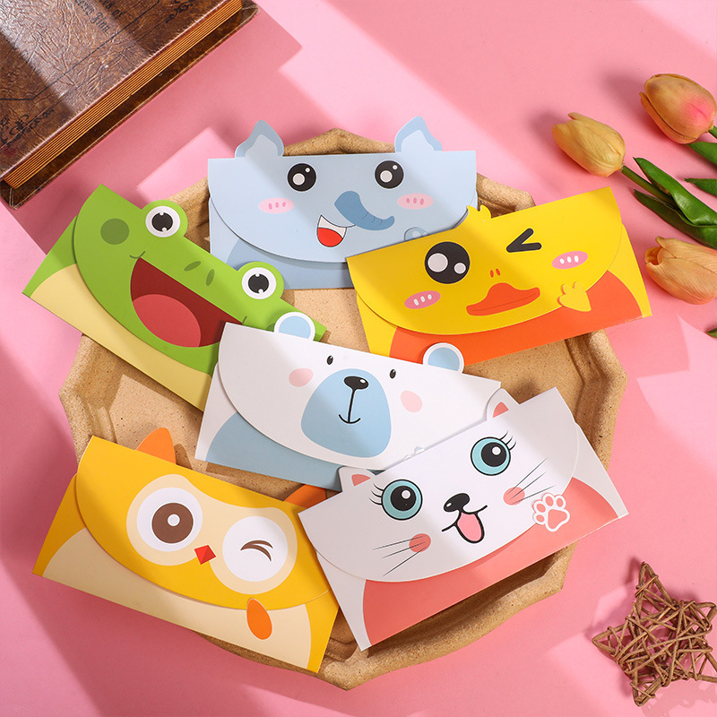 Cute Cartoon Creative Envelope Greeting Card Activity Celebration Children's Small Fresh Animal Card Folded Message Card