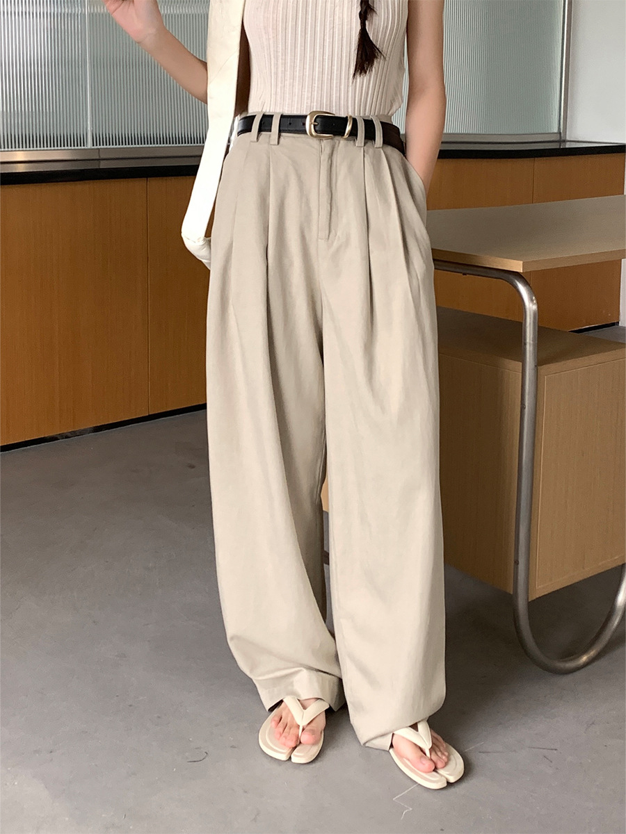 Love and Nancy Thirteen Lines 2026 Spring Original High-Waisted Slimming Tencel Draped Wide-Leg Straight Pants for Women 31076