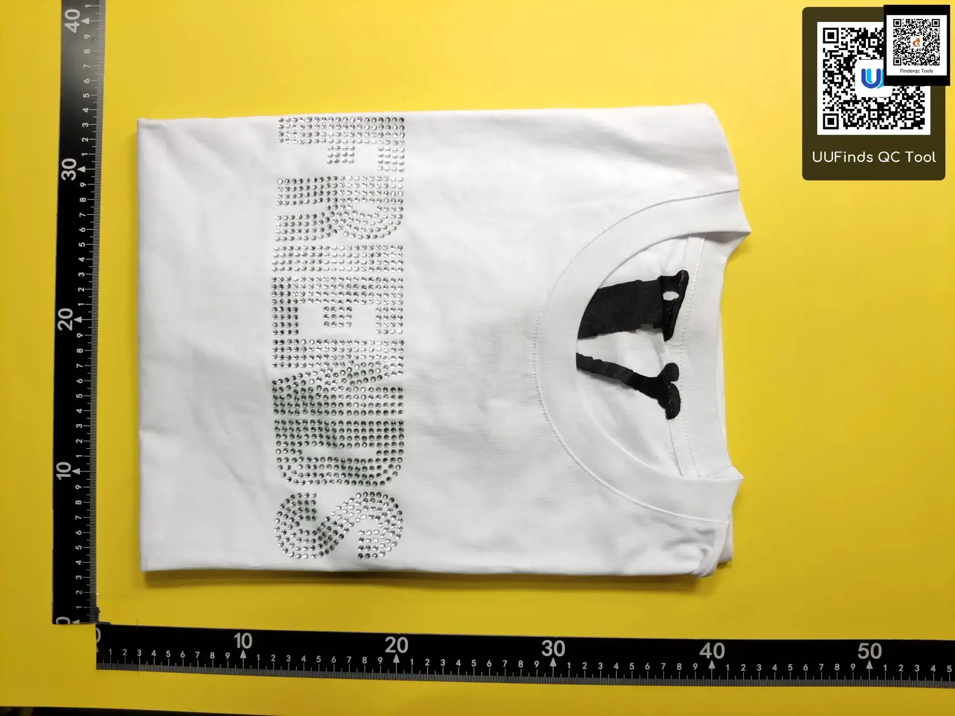 White Rhinestone Letter Print T-Shirt