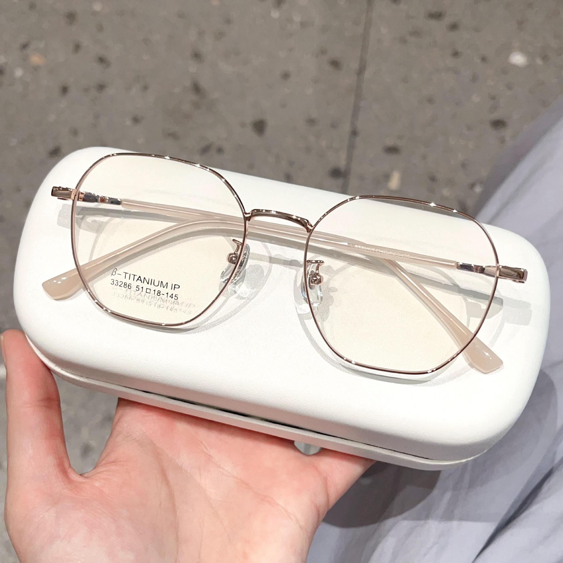 New Little Red Riding Book Same Style Cyber Red Plain Polygon Small Frame Glasses Frame Women's Advanced Sense Glasses Frame Can be Equiped with Power