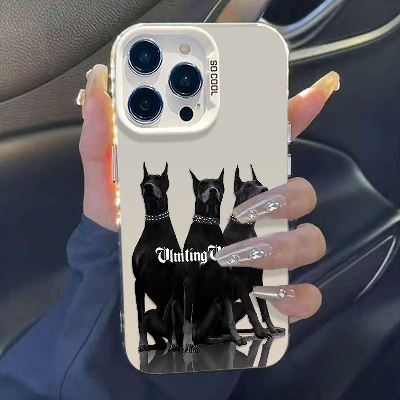 Three Doberman Pinschers Suitable for Apple 15Pro Mobile Phone Case Iphone14Plus New 16Pro Classy 13 European and American