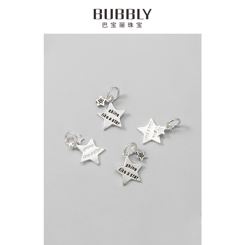 s925 sterling silver Thai five-pointed star pendant DIY letter star pendant beaded woven necklace bracelet accessories