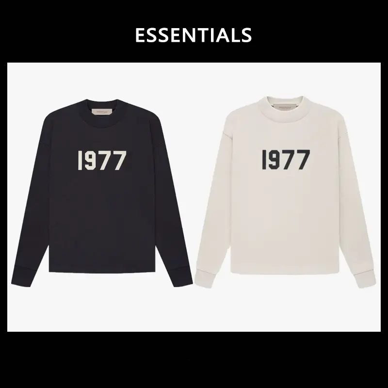 50% off Rim Fog Essentials Multi-Line 22Ss Flocked 1977 Black Long-Sleeved T-Shirt Sweatshirt for Men and Women