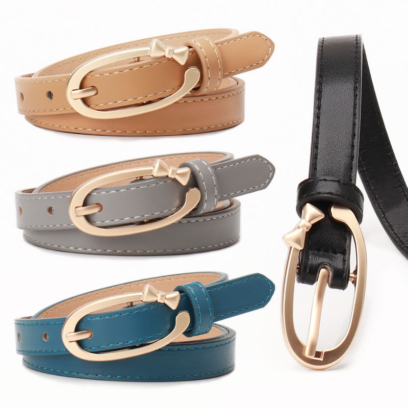New Women's PU Belt All-match Simple Sweet Alloy Butterfly Buckle Belt Women's Decorative Jeans Belt