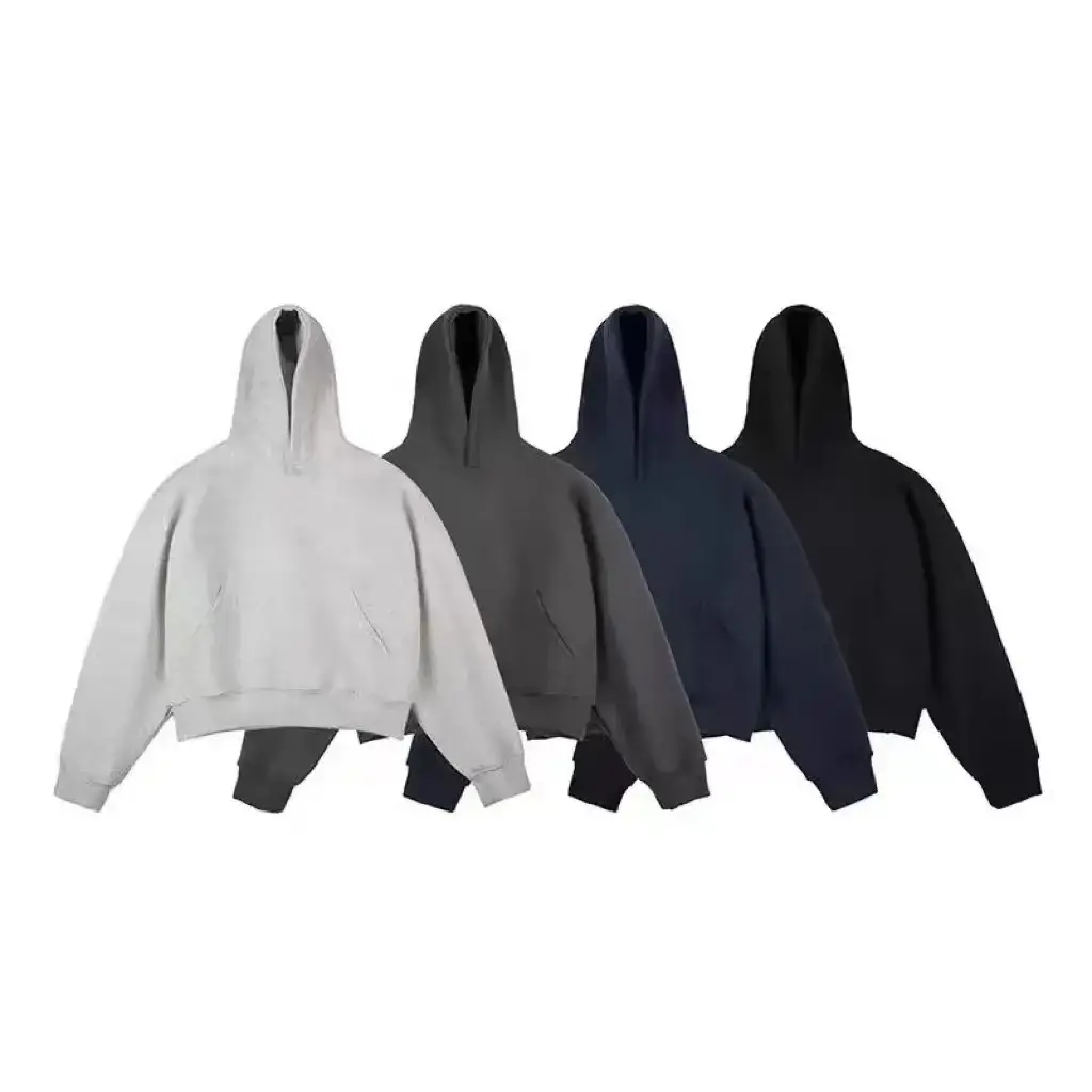 European and American Cross-Border American High Street Short Silhouette Hooded Sweatshirt Loose Cleanfit Thickeneded Pullover Hoodie