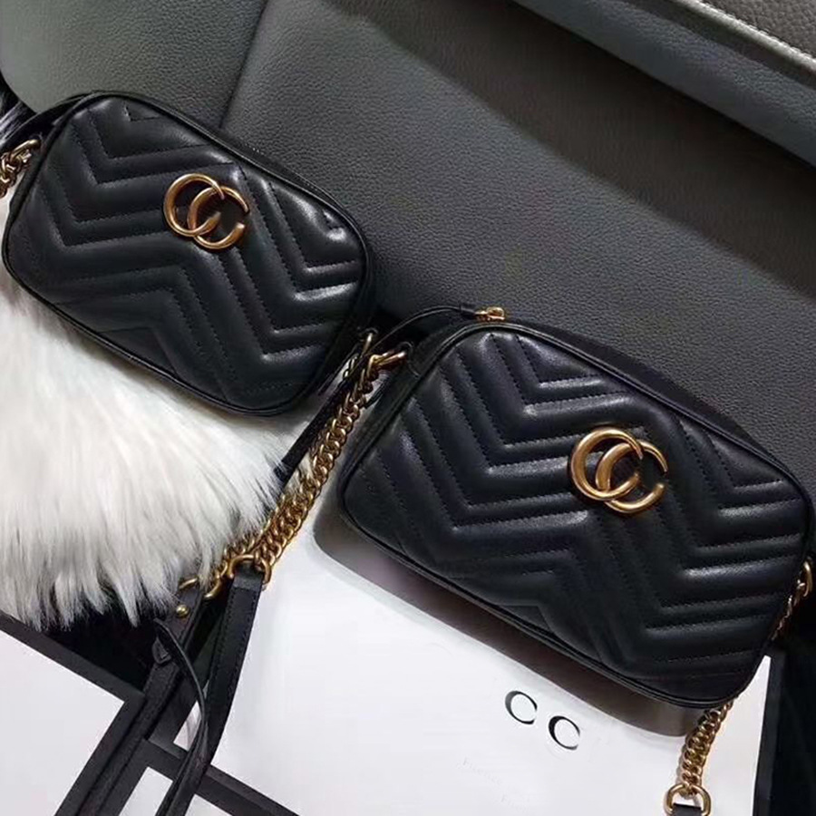 Classic Double g Camera Bag Marmont Wave Pattern Love Chain Bag Crossbody Shoulder Genuine Leather Small Bag QC-foto från 1688 på Qualit.ly