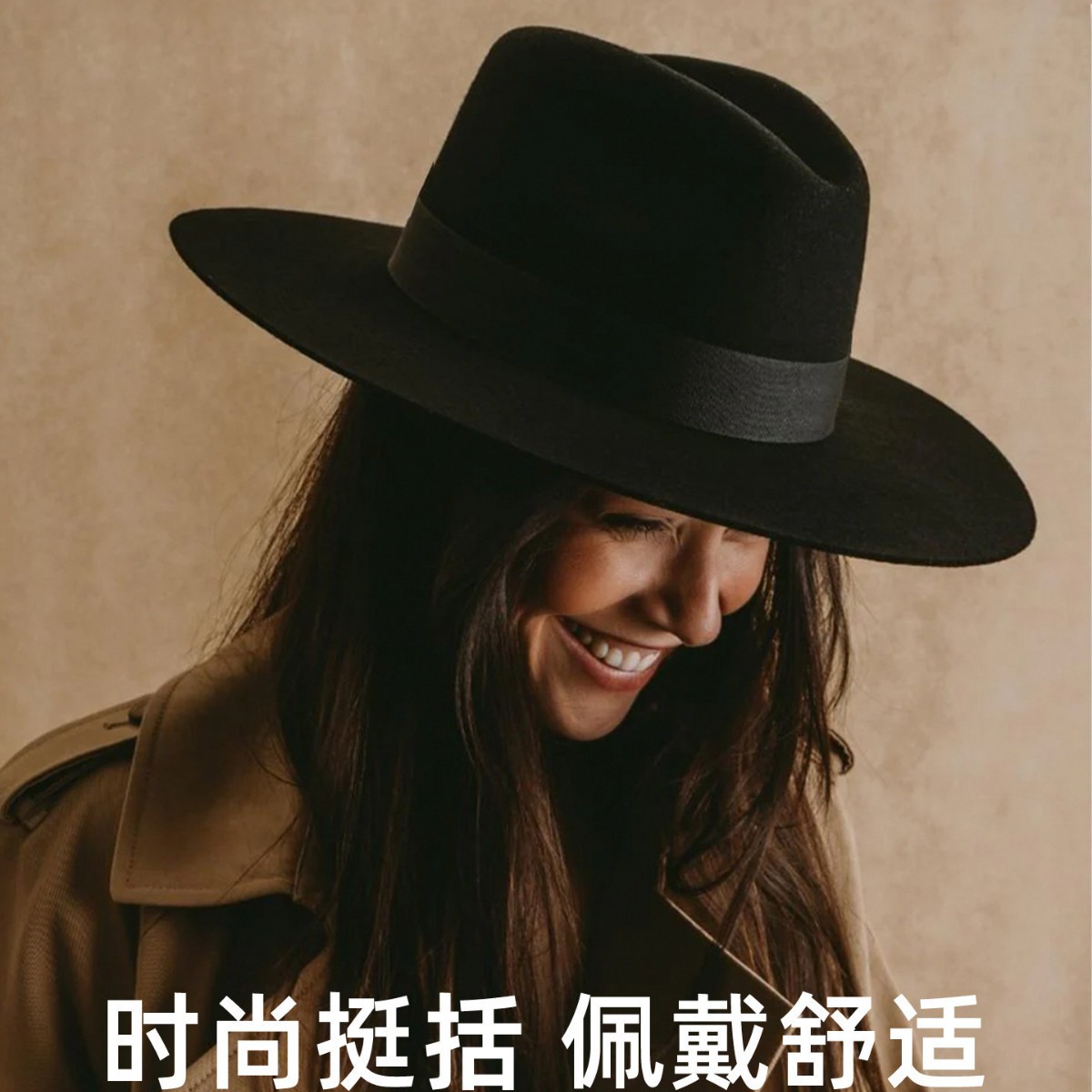 Australian Wool Wide-Brimmed Hat for Women, Autumn and Winter, British Retro Versatile Fashion Woolen Hat, Jazz Hat, Flat-Top Felt Hat