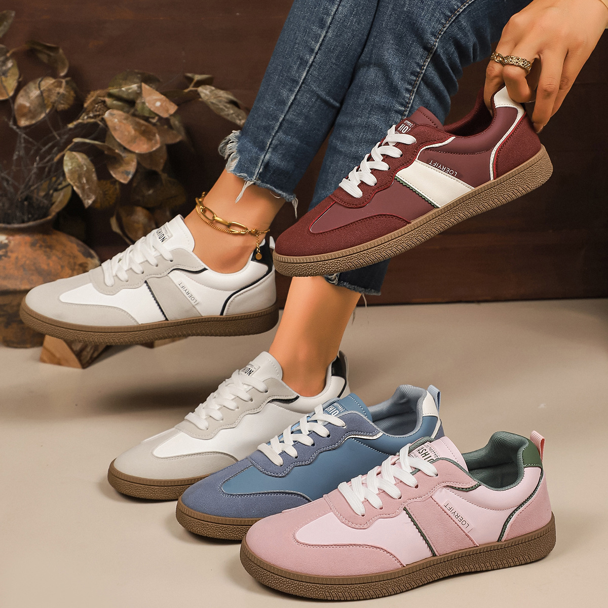 Women's Large Size Casual Shoes for Export, 2026 New Model, Flat Casual Outdoor German Training Shoes, Lace-Up Lightweight Sneakers for Women