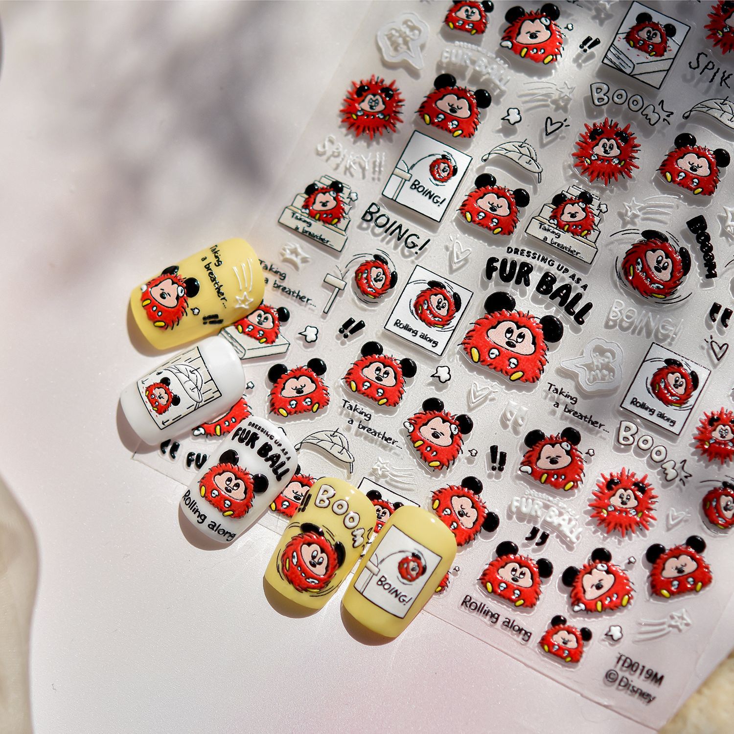 Disney & Tomoni Shell Light Mickey and Minnie Nail Art Stickers Authentic Mickey Mouse Fur Ball Children's Creative Stickers
