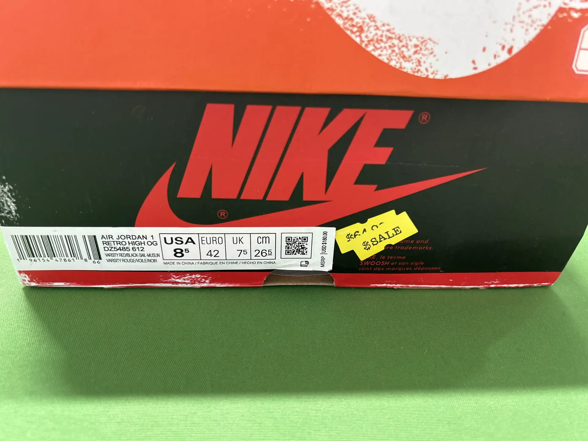 Nike Air Jordan 1 Retro High OG Varsity Red Black Sail Muslin