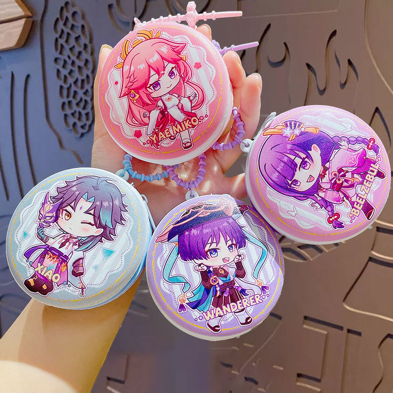 Cartoon Genshin Impact Coin Storage Bag Keychain Backpack Pendant Couple Car Bag Keychain Pendant Small Gift