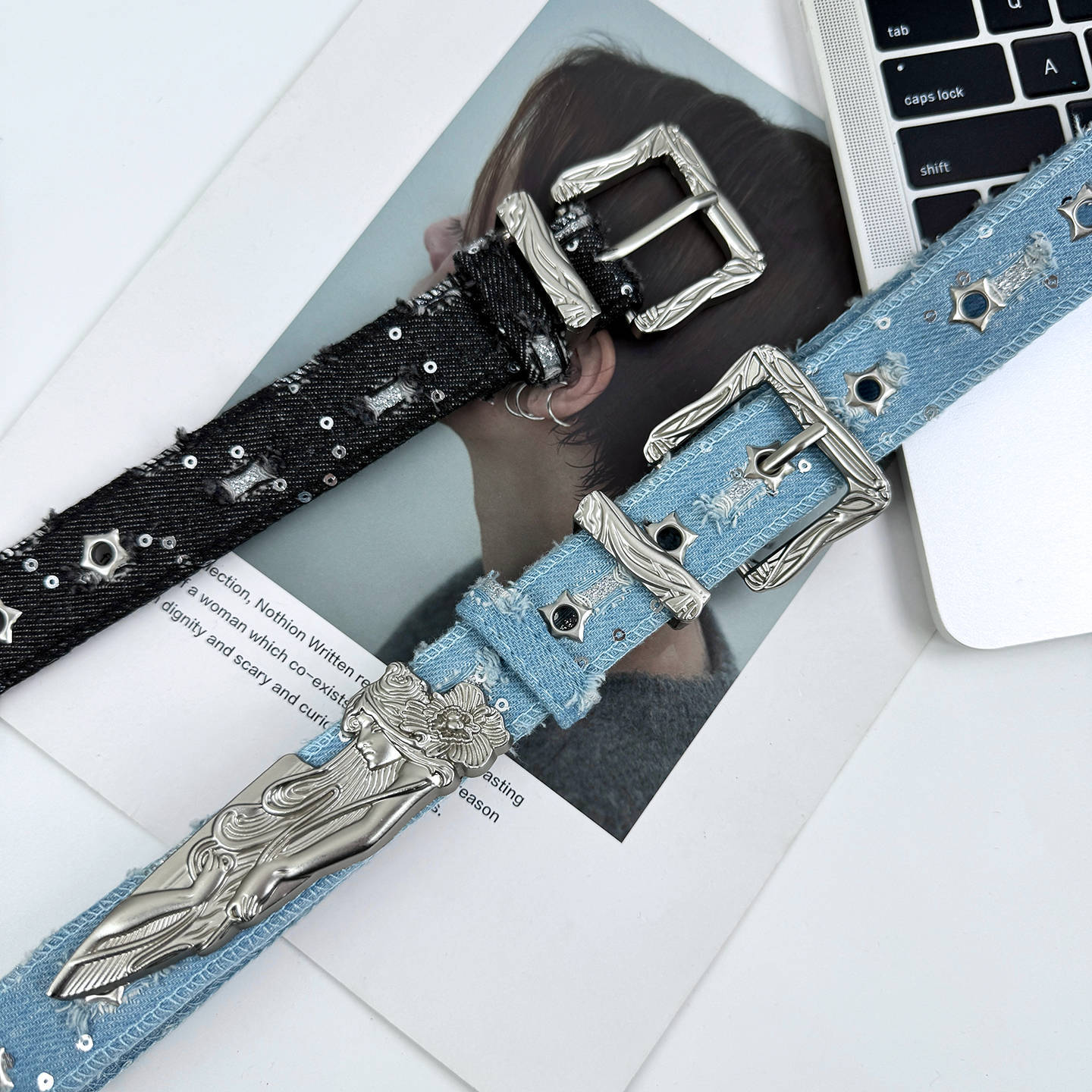 American Retro Distressed Style Belt for Women with Skirt and Denim Pants Belt Y2K Niche Design Belt